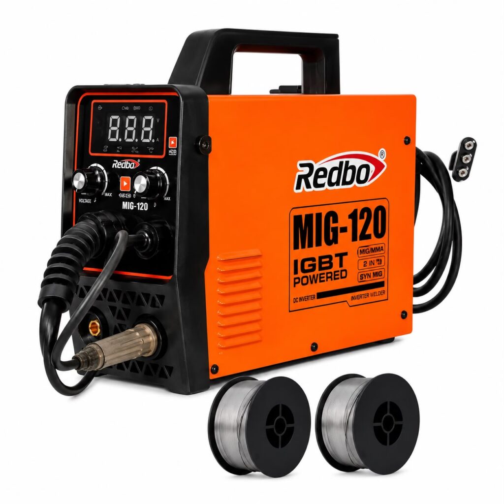 Soldadora Inverter Redbo MIG-120 (MIG, TIG, MMA) + 2 Alambres Flux