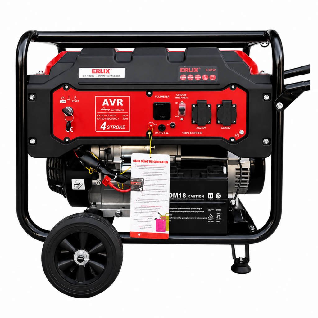 Generador Eléctrico Bencinero 6500W Partida Eléctrica y Control Remoto Erux